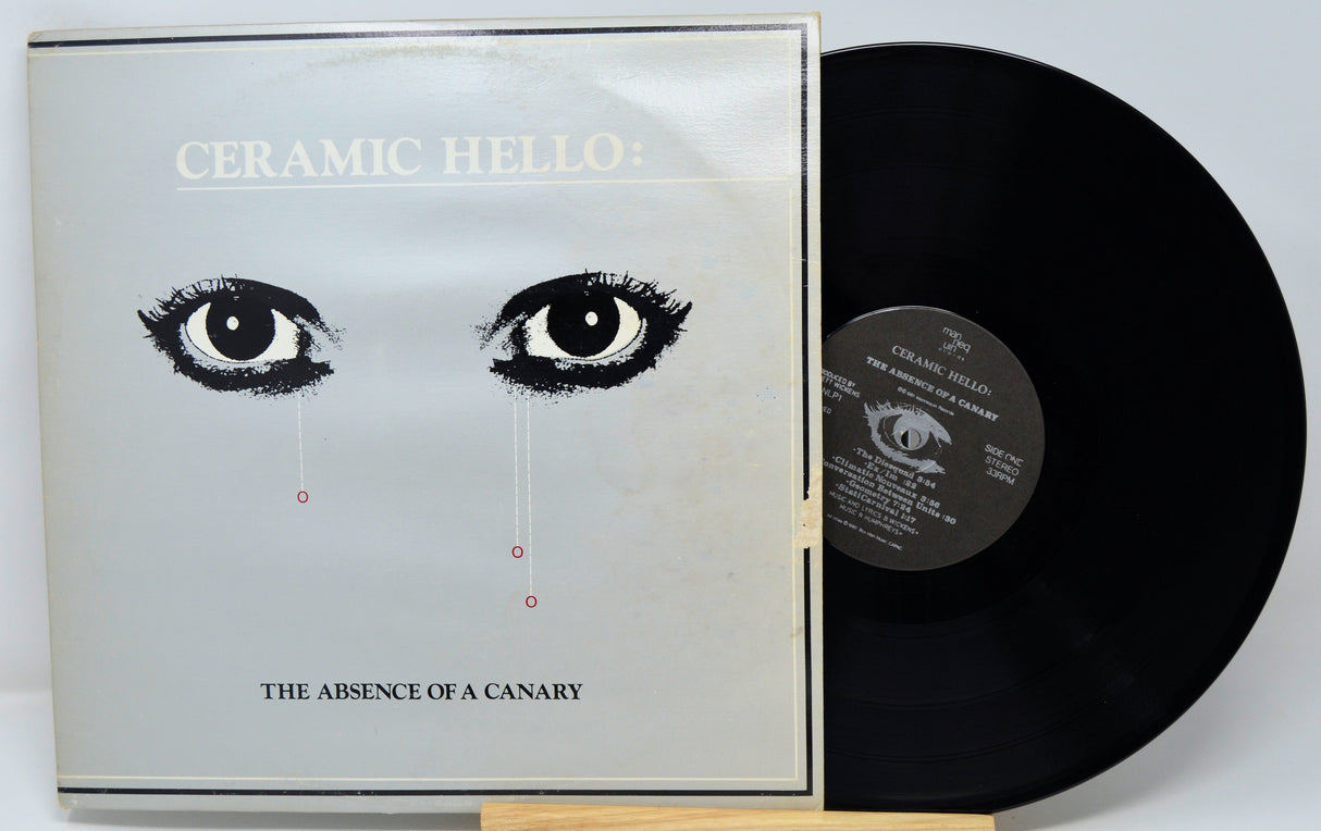 Vinyl record and cover with 'Ceramic Hello' album art on a white background