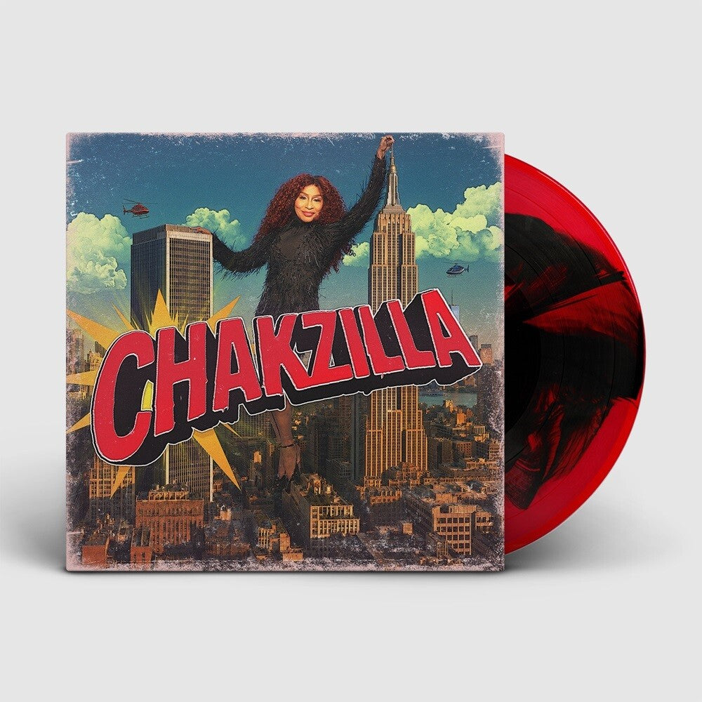 Vinyl record with a colorful cover featuring a cityscape and the title 'Chakzilla'.
