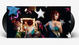 Inside of the gatefold cover for Chappell Roan's vinyl record with her in a beauty pageant gown and stars on the cover.