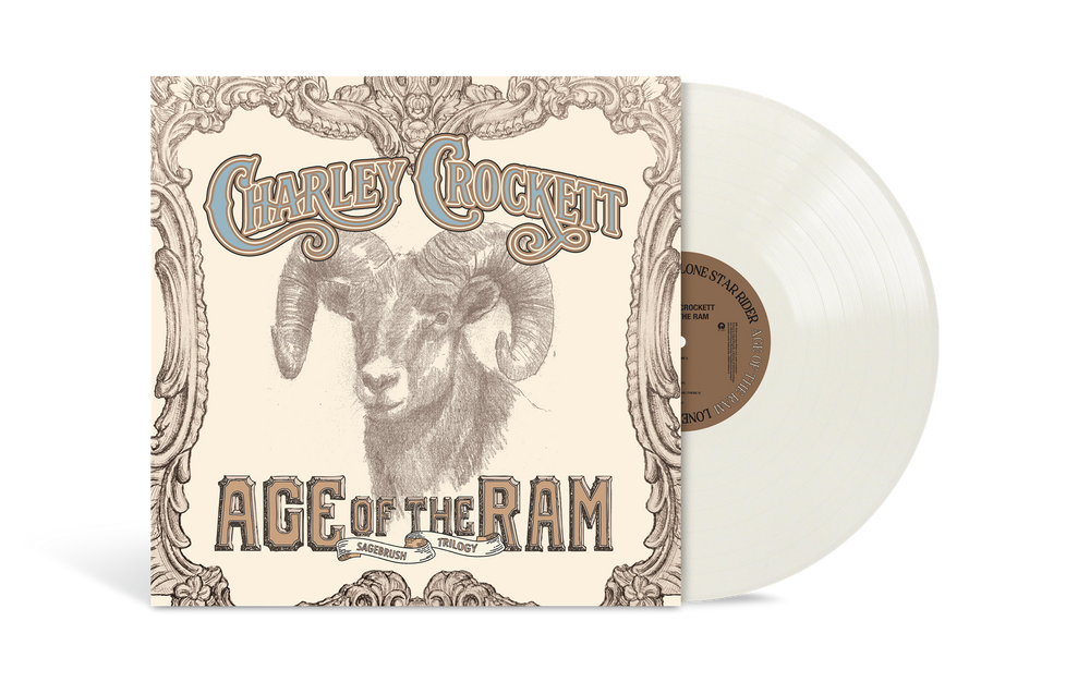 Vinyl record with cover featuring a ram illustration and 'Age of the Ram' text on a white background