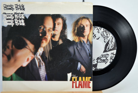 7 Inch Vinyl record with cover featuring Cheap Trick and 'The Flame' 