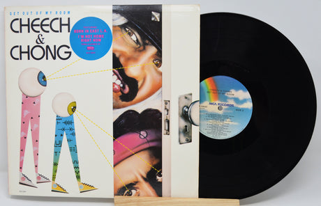 Vinyl record with cover featuring 'Cheech & Chong' on a white background