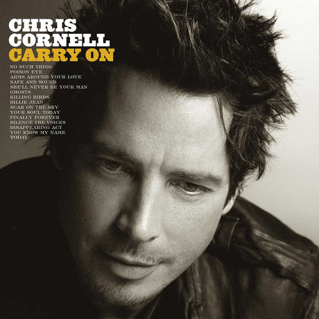 Album cover featuring a close-up of a person with text overlay on a dark background