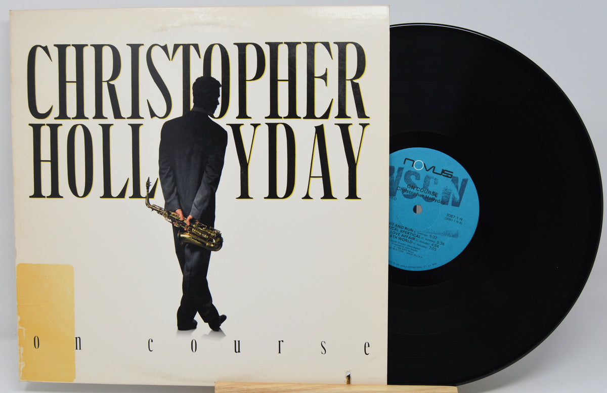 Christopher Holaday 'On Course' vinyl record LP with the album cover standing next to the black record on a light gray background.