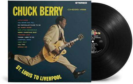 Vinyl record with cover featuring Chuck Berry playing guitar, on a white background