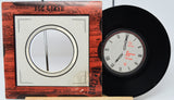 Vinyl record with text on a white background