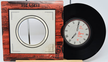 Vinyl record with text on a white background