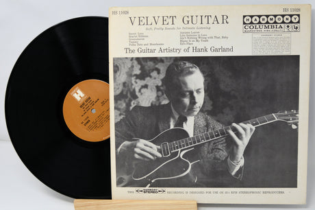 Velvet Guitar vinyl LP with black and white cover featuring Hank Garland playing guitar