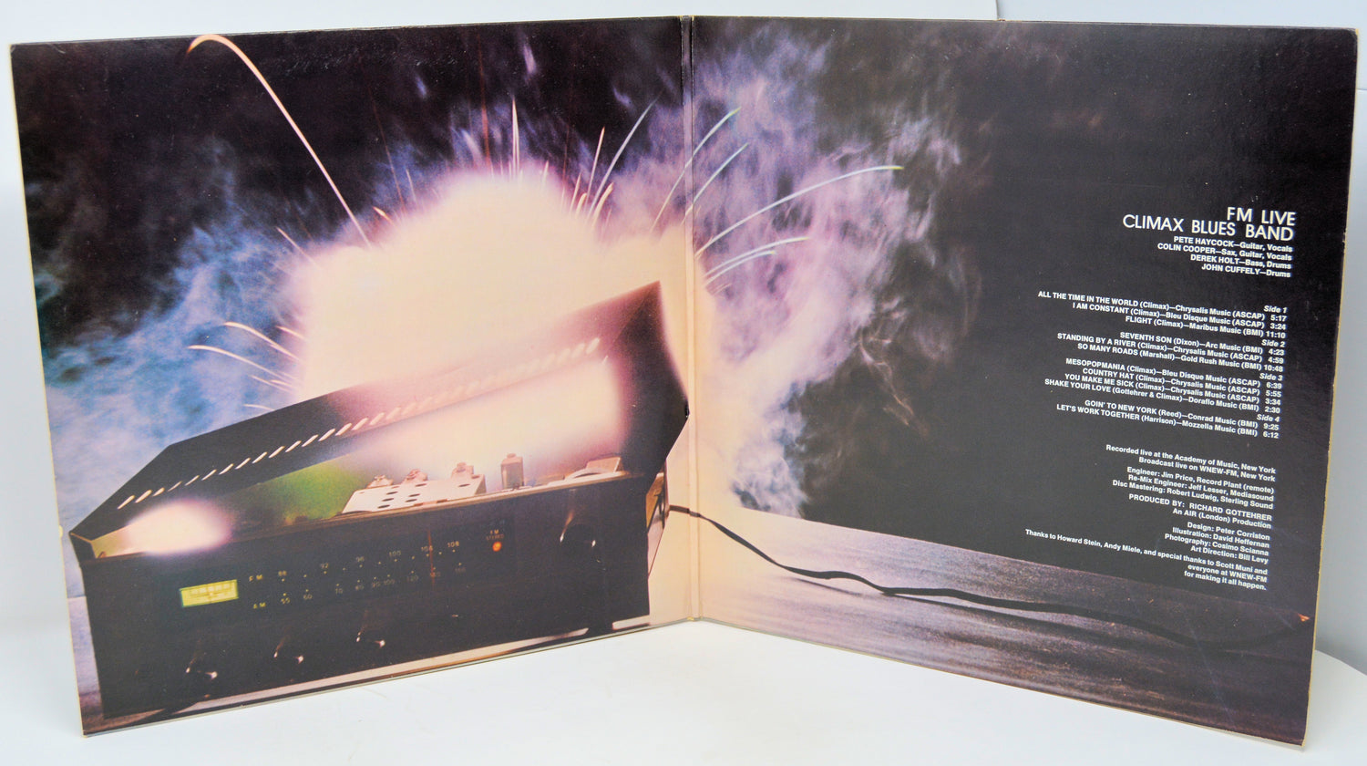 Open album cover with a dramatic scene and text on a white background