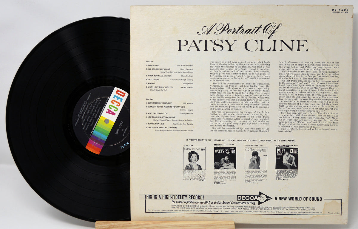 Patsy Cline - Portrait Of, Vinyl Record Album, Decca DL-4508 – Joe's Albums