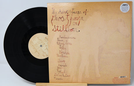 Back cover and vinyl record for CocoRosie’s 'The Adventures of Ghosthorse and Stillborn' featuring tracklist in handwritten script