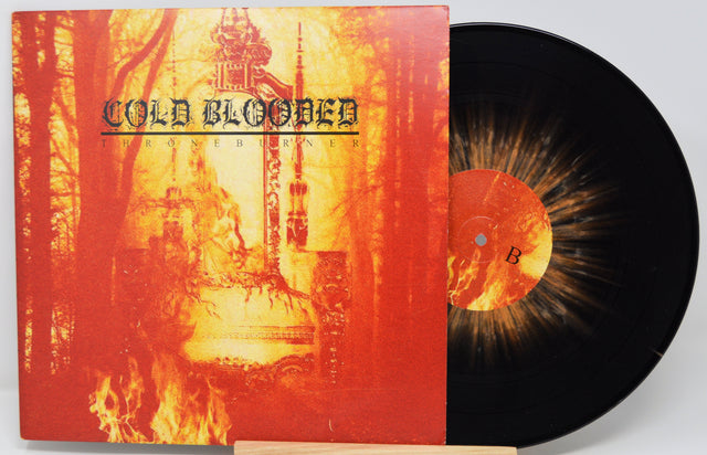 Vinyl record with a red and orange album cover featuring text 'Cold Blooded'.