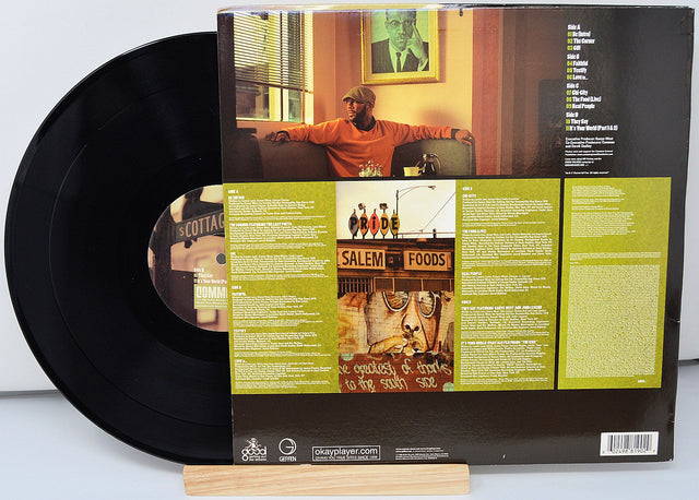 Back cover of Common's 'Be' vinyl LP showing credits, tracklist, and album artwork