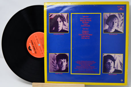 Vinyl record with a blue cover featuring album artwork and text.
