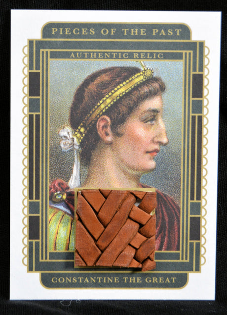 Relic card of Constantine the Great featuring ancient materials and a historical portrait