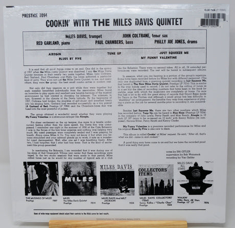 Back cover of 'Cookin' With The Miles Davis Quintet' featuring album details and track list