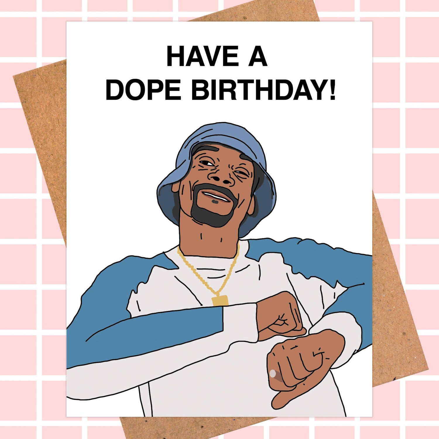 Hip-hop inspired birthday card with a cartoon man dancing and the phrase 'Have a Dope Birthday!'