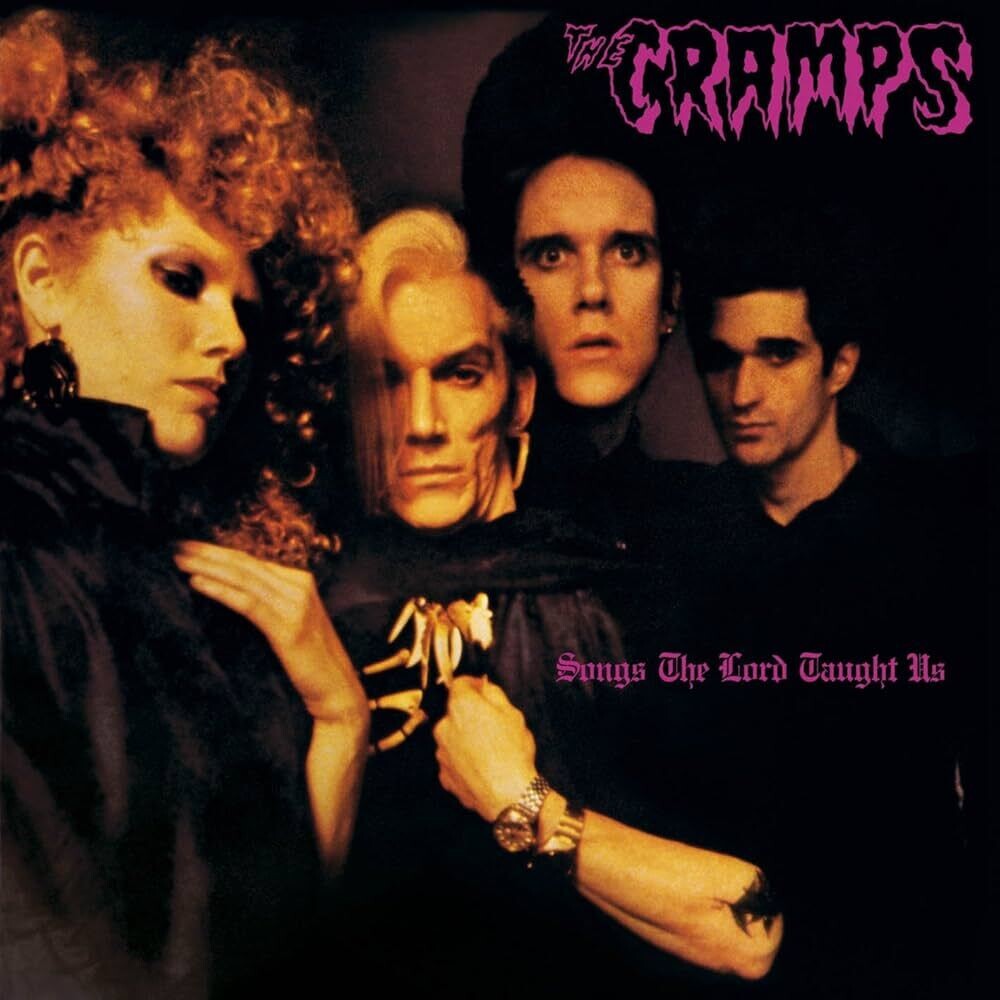 Album cover for 'The Cramps' featuring four band members with a dark background.