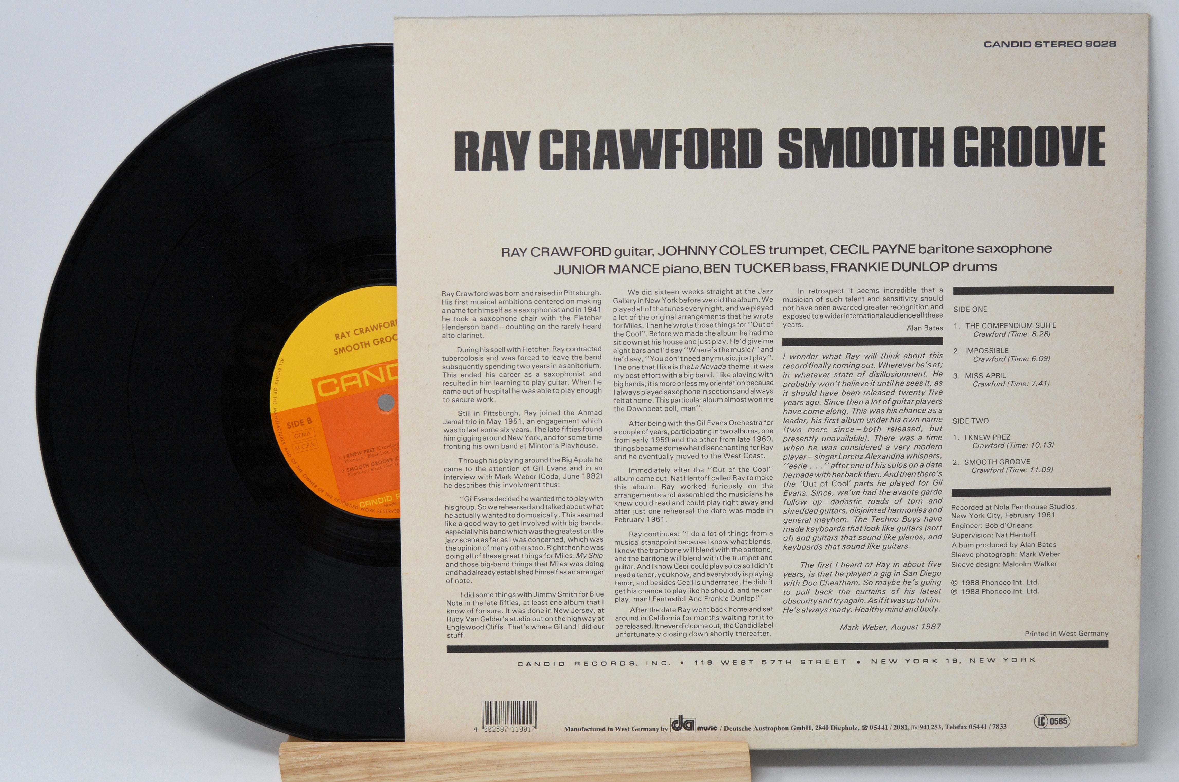 Ray Crawford Smooth Groove, Vinyl Record Album LP, Candid 9028 Joe