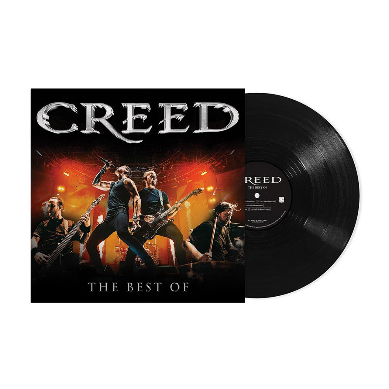 Creed The Best Of vinyl record with vibrant concert image cover