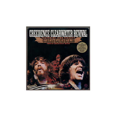 Creedence Clearwater Revival album cover with band members on a white background