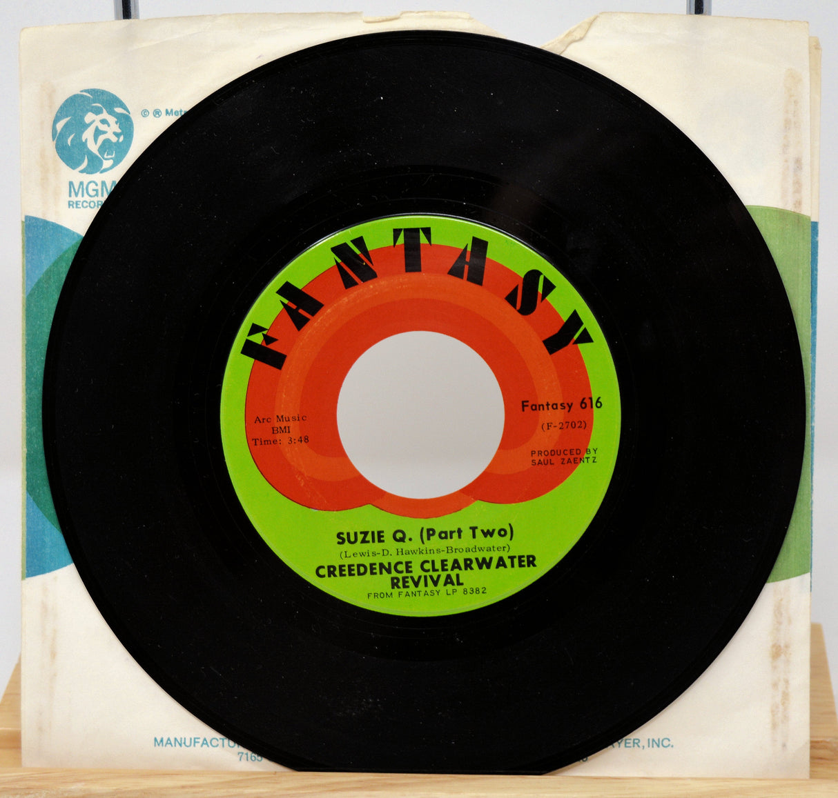 Side two of Creedence Clearwater Revival Suzie Q. 45 RPM single, showing classic Fantasy label and sleeve