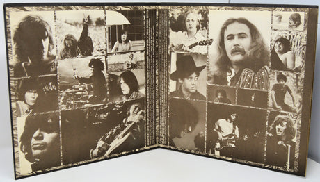 Album cover with collage of a musician and band members in sepia tones.