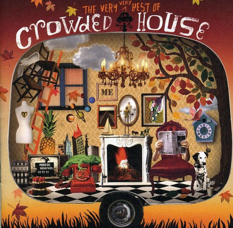 Album cover for 'The Very Very Best of Crowded House' with decorative elements and text.