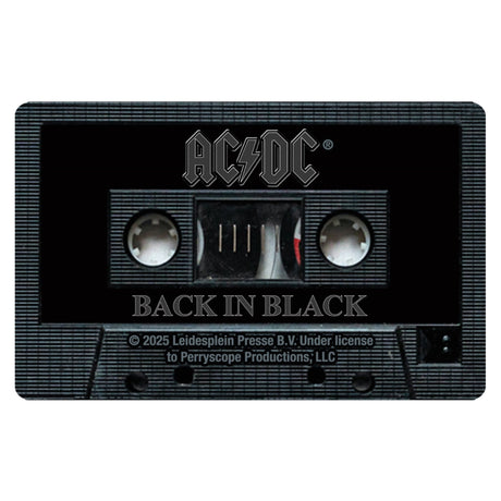 AC/DC Back in Black cassette tape featuring classic rock band logo and album title