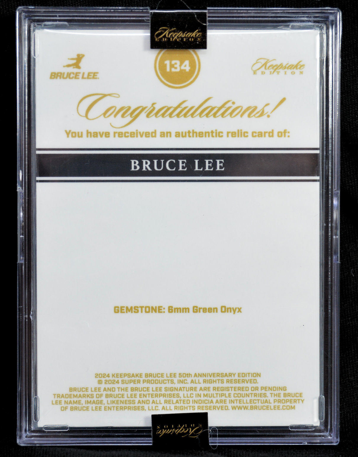 Bruce Lee -  Keepsake Edition Dragon Gem RELIC Card #'d 4/50