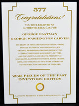 G.W. Carver & G. Eastman - Dual Relic Card, Keepsake Pieces of the Past Inventors