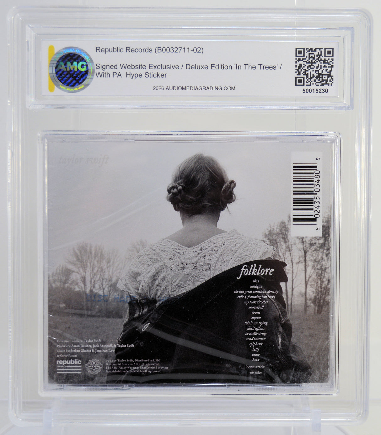 Swift, Taylor - Folklore Signed CD, AMG Graded 9