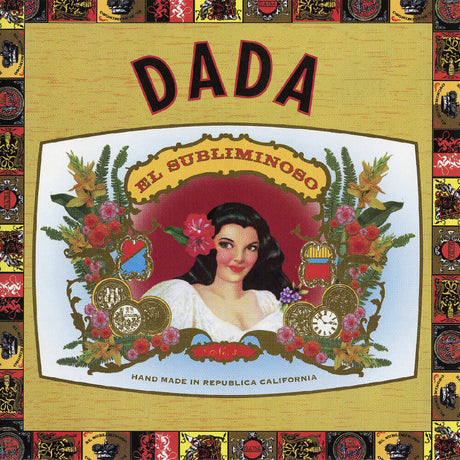 Vintage-style vinyl record cover with a woman's face surrounded by floral elements and 'Dada' 'El Subliminoso' branding.