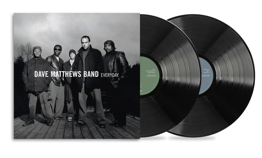 Vinyl records with a cover featuring the Dave Matthews Band on a white background