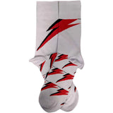 White sock with red and black patterns on a white background