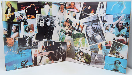 Collage of various photos on a white surface