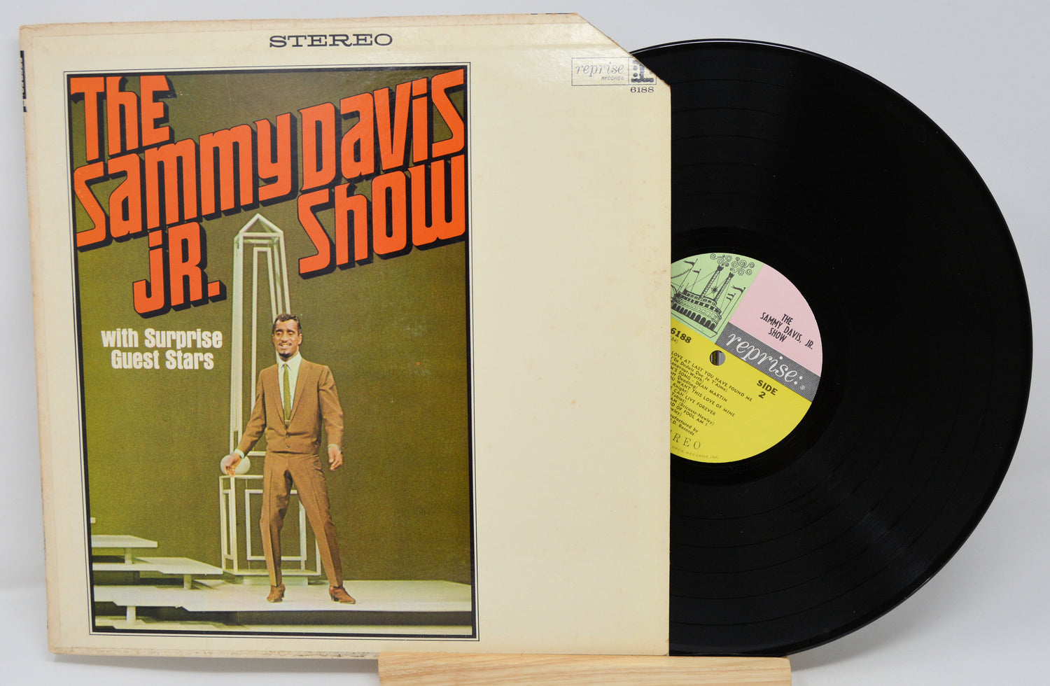 Vinyl record and cover of 'The Sammy Davis Jr. Show' on a white background