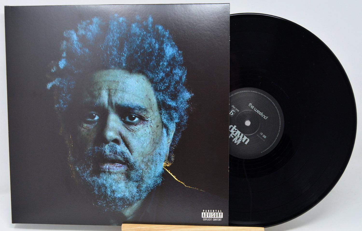 The Weeknd Dawn FM vinyl record and sleeve with dramatic elderly portrait cover