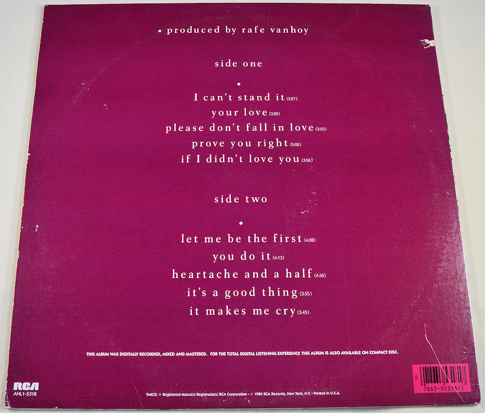 Back cover of Deborah Allen Let Me Be The First LP with track list and credits