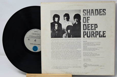 Vinyl record with 'Shades of Deep Purple' cover featuring band members.