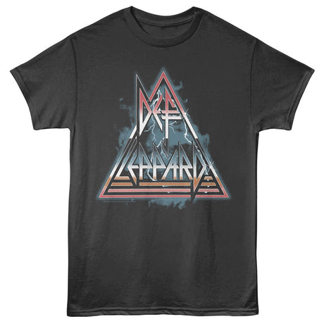 Black t-shirt with a geometric triangle design on a white background