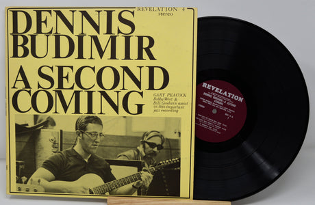 Front cover and vinyl record for Dennis Budimir’s 'A Second Coming' LP showcasing bold title and artist photo
