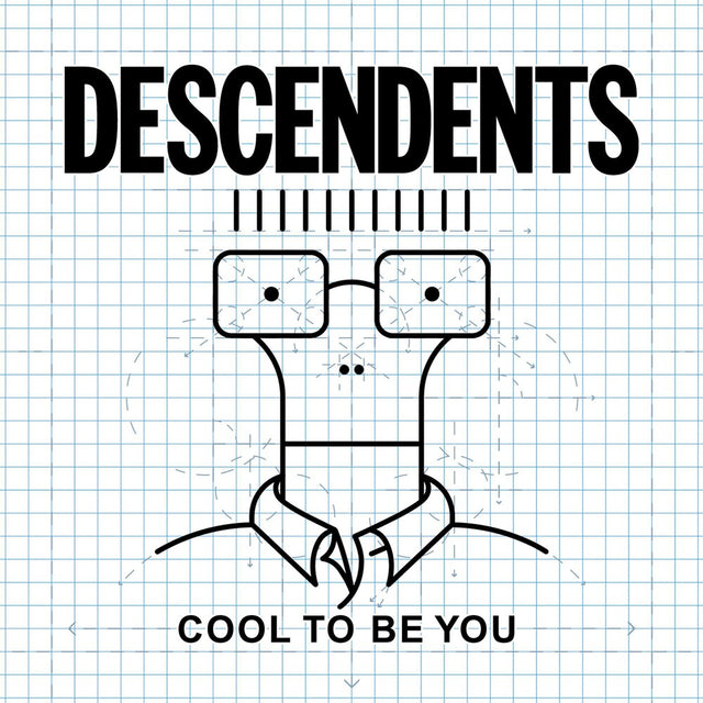 Album cover with 'DESCENDENTS' and 'Cool to be You' text on a grid background with a character drawing of Milo.