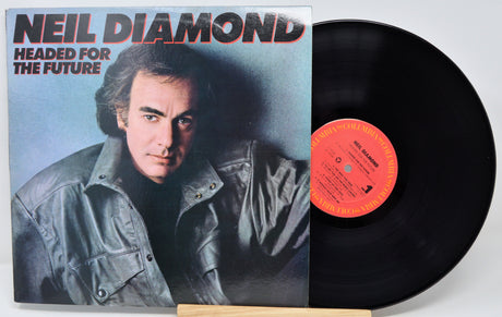 Vinyl record with cover featuring Neil Diamond's 'Headed for the Future' on a white background