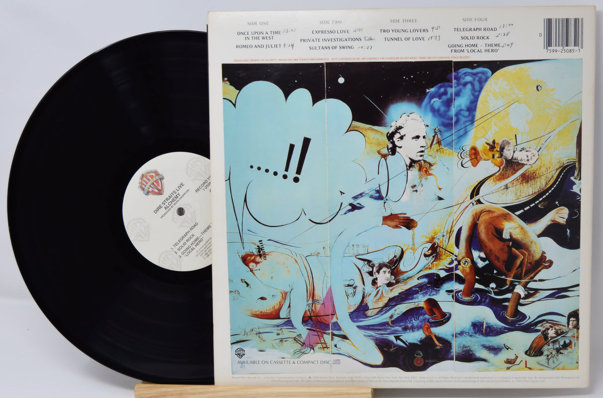 Vinyl record with a colorful album cover featuring abstract art and text.