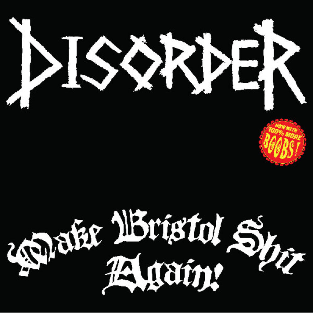 Vinyl record by 'Disorder' with a black background with white text and a red badge on the right side.