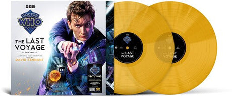 Doctor Who: The Last Voyage yellow vinyl records with cover featuring David Tennant