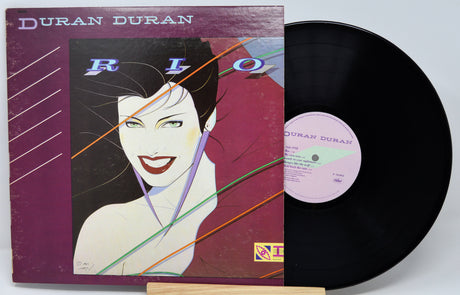 Vinyl record and cover for Duran Duran album 'Rio' on a white background