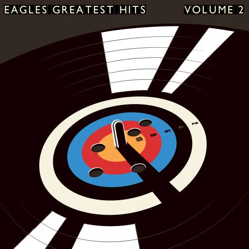 Album cover for 'Eagles Greatest Hits Volume 2' with a target design and hand pointing to the center.