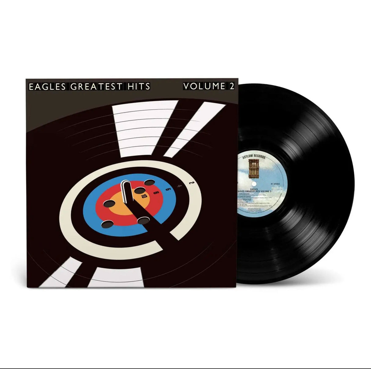 Vinyl record and cover titled 'Eagles Greatest Hits Volume 2' on a white background